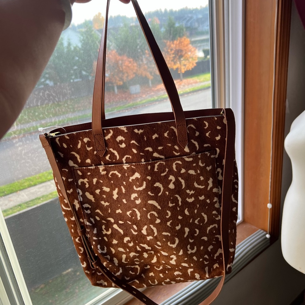 Madewell Calf hair Leopard Print Brown Tote Bag